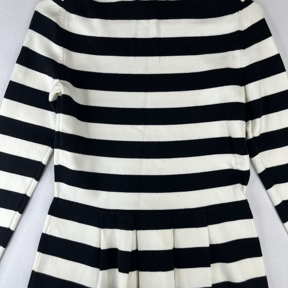 Banana Republic Women Small Black White Striped Peplum Knit Sweater Long Sleeve - Picture 16 of 16